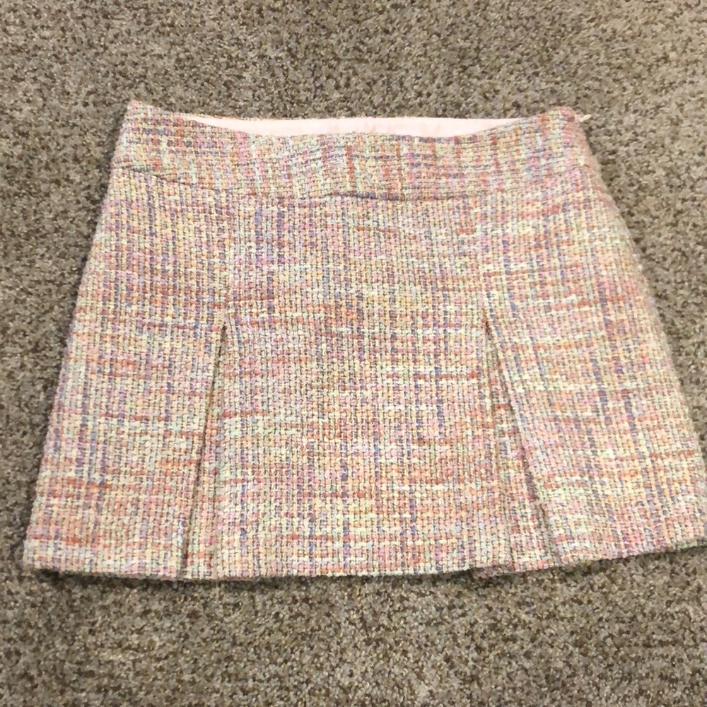 Express Pink Tweed Pleated Mini Skirt